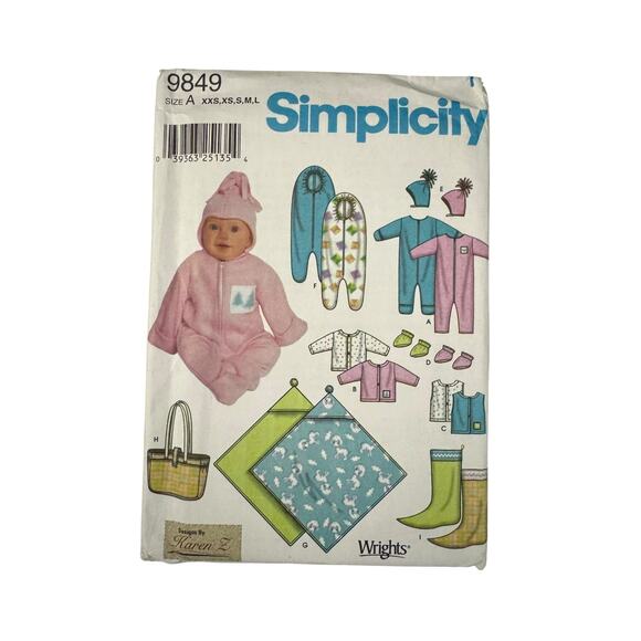 Simplicity Sewing Pattern Baby Clothes Size A 9849 New - Picture 1 of 2